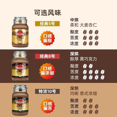 摩可納Moccona荷蘭進口速溶深度烘焙咖啡美式凍干咖啡粉 100克/罐 質保2年9