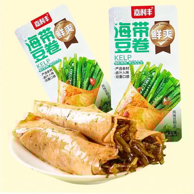 嘉利豐豆卷夾心竹筍海帶絲金針菇豆卷豆皮香辣開胃休閑零食深夜飽腹小吃 質保9月11