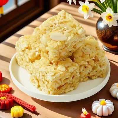 白天鵝同款傳統手工欖仁沙琪瑪飽腹解饞休閑小零食精美伴手禮盒裝可早餐下午茶點心8