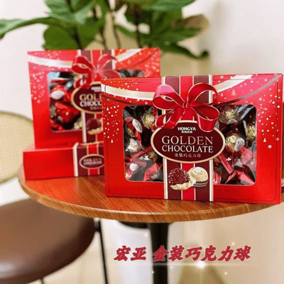 香港宏亚 金装巧克力果仁脆心球208g高级喜糖年货喜庆伴手礼搭配2