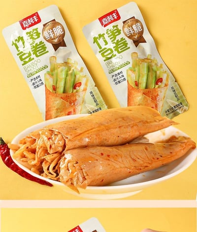 嘉利豐豆卷夾心竹筍海帶絲金針菇豆卷豆皮香辣開胃休閑零食深夜飽腹小吃 質保9月9