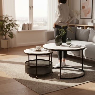 岩語滾輪收納套几-白色13