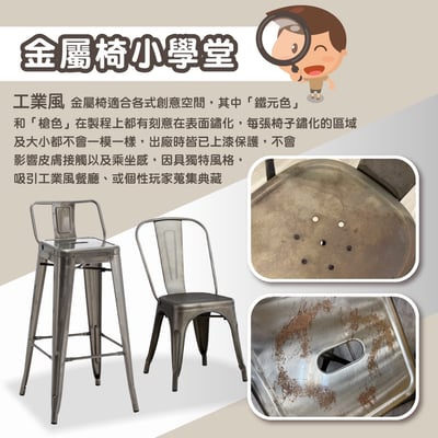 鐵翰工業風金屬低背餐椅-座高45cm-四色可選7
