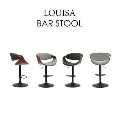 Louisa路易莎PU面流線曲木升降黑腳吧檯椅-兩色可選14