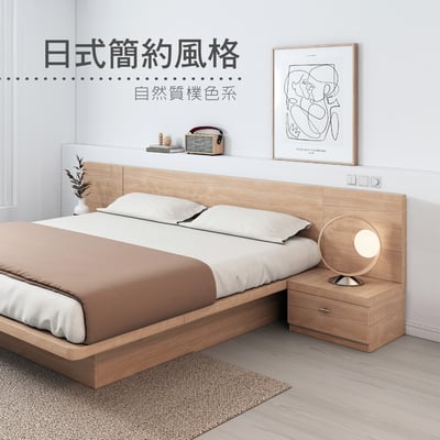 Cozy舒活系1抽收納床頭櫃-原木色11