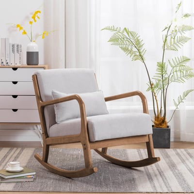 Shake夏克布面實木框單人休閒搖椅-四色可選20