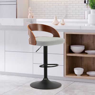 Dorothy桃樂絲PU曲木弧形背升降黑腳吧檯椅-兩色可選18