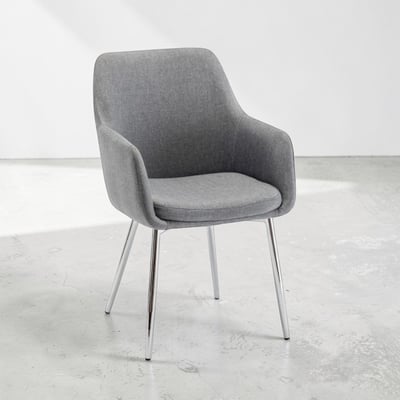 Alono雅洛諾簡約布面扶手電鍍腳休閒餐椅-灰色15