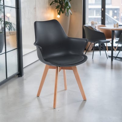 Huggie哈吉簡約軟墊扶手PP櫸木腳餐椅-四色可選18