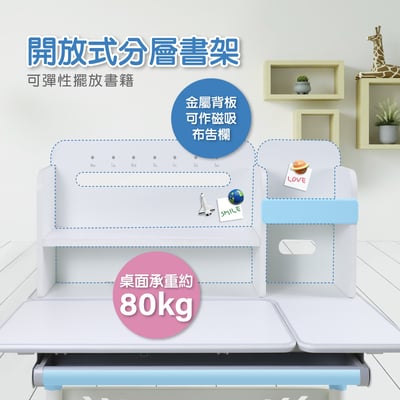 LOLO洛洛彩面書架單抽多功能陪讀兒童升降成長桌-寬100cm-三色可選4