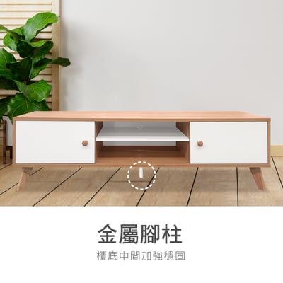 Breeze微風系中開可隔2門收納實木腳電視櫃-幅150cm-原木色19