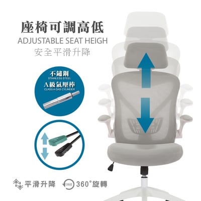 Arno亞諾網布可旋轉扶手高背電腦椅-五色可選18