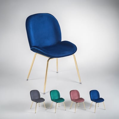 Shell貝殼絨布鍍金腳餐椅-四色可選10