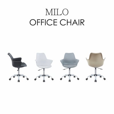 Milo米洛簡約軟墊扶手PP白腳電腦椅-四色可選5