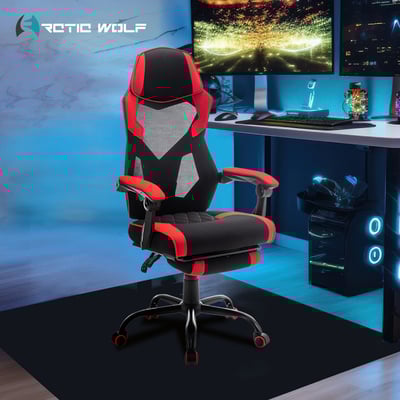 ArcticWolf Ninja忍者網背布面扶手含腳凳金屬腳電競椅-兩色可選19