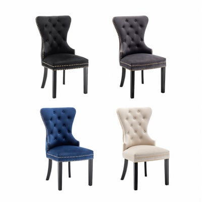 Lonnie朗尼絨布拉扣鉚釘木質腳休閒餐椅-四色可選14