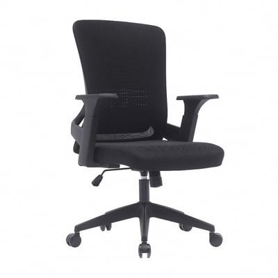 Keto凱拓中背扶手半網人體工學電腦椅-黑色1