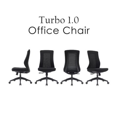Turbo 1.0 極速黑框中背半網人體工學電腦椅-黑色2