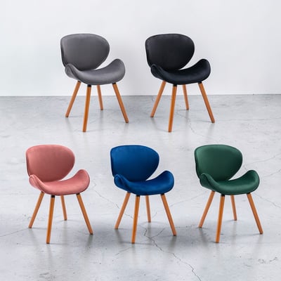 Vigo維格流線絨布實木腳休閒餐椅-五色可選11