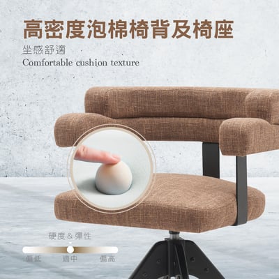 Ozzie奧奇造型扶手布面實木腳旋轉餐椅-三色可選6