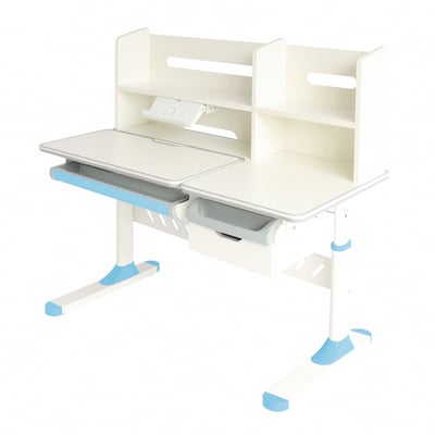 GUGU古古多功能書架雙抽陪讀兒童升降成長桌-寬120cm-三色可選16