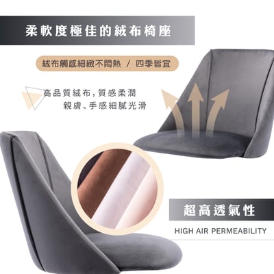 Ella艾拉簡約絨布金腳電腦椅-三色可選9