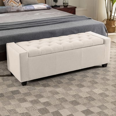 Lara勞拉簡約歐式拉扣布面收納長凳-三色可選16