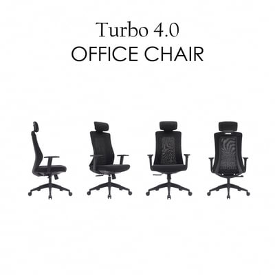 Turbo 4.0 極速黑框高背扶手半網人體工學電腦椅-黑色2