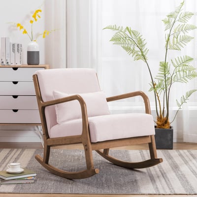 Shake夏克布面實木框單人休閒搖椅-四色可選17