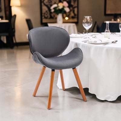 Vigo維格流線絨布實木腳休閒餐椅-五色可選21