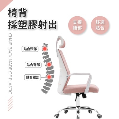 Heath希斯高背扶手半網可調式白框電腦椅-五色可選12