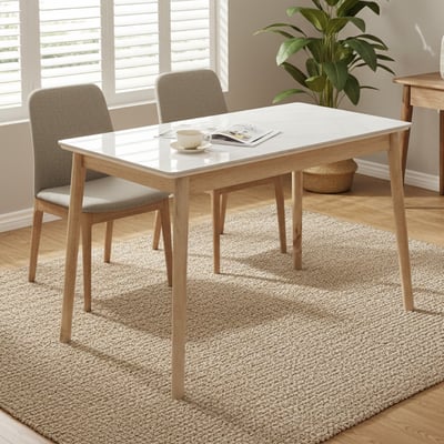 岩代4尺實木亮面岩板餐桌-兩色可選13