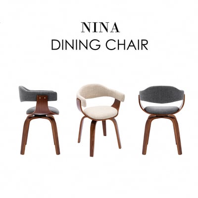 Nina妮娜布面曲木可旋轉休閒餐椅-兩色可選3
