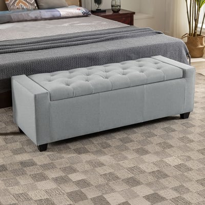 Lara勞拉簡約歐式拉扣布面收納長凳-三色可選15