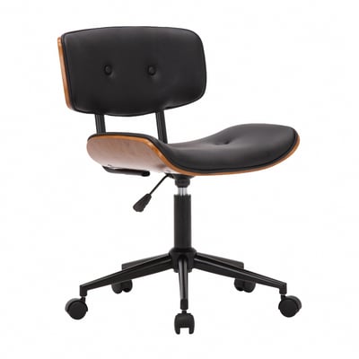 Bryan布萊恩曲木PU拉扣黑腳電腦椅-黑色1