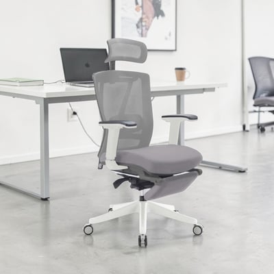 Falsita法希塔意式高階底盤半網含腳凳人體工學電腦椅-灰色23