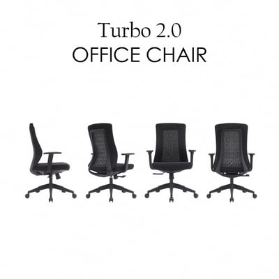 Turbo 2.0 極速黑框中背扶手半網人體工學電腦椅-黑色12