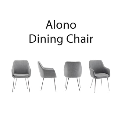 Alono雅洛諾簡約布面扶手電鍍腳休閒餐椅-灰色3