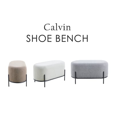 Calvin凱文布面金屬黑腳橢圓穿鞋椅凳-寬80cm-三色可選4