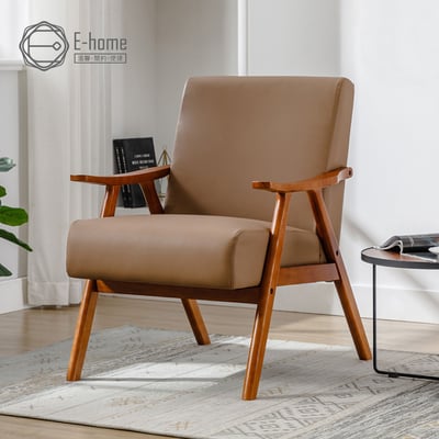 Benson班森PU面厚感造型實木架休閒椅-兩色可選17