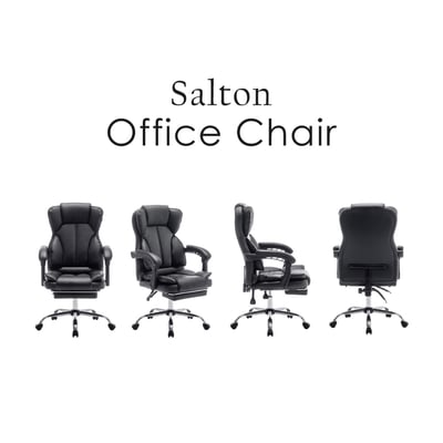 Salton索爾頓尊爵PU高背扶手電腦椅-黑色2