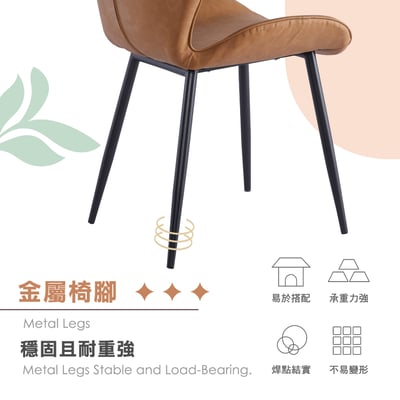 Omar歐瑪PU工業風黑腳休閒餐椅-兩色可選11