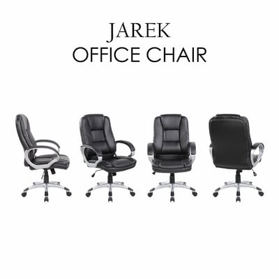 Jarek雅雷克PU面固定扶手電腦椅-黑色2