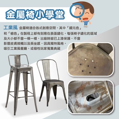 豪搭工業風金屬低背吧檯椅-座高61cm-四色可選7
