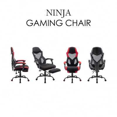 ArcticWolf Ninja忍者網背布面扶手含腳凳金屬腳電競椅-兩色可選3