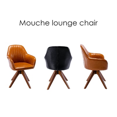 Mouche莫切直紋PU扶手旋轉木腳休閒椅-兩色可選3