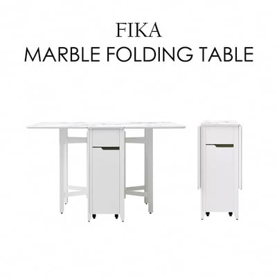 Fika悠享系1抽1門折合蝴蝶長方餐桌-幅130cm-大理石紋2