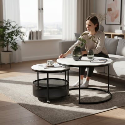 岩語滾輪收納套几-白色11