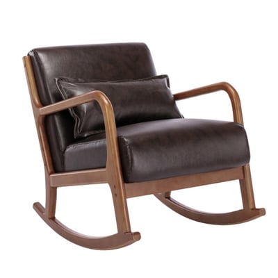 Darcy達西PU面實木框單人休閒搖椅-三色可選3