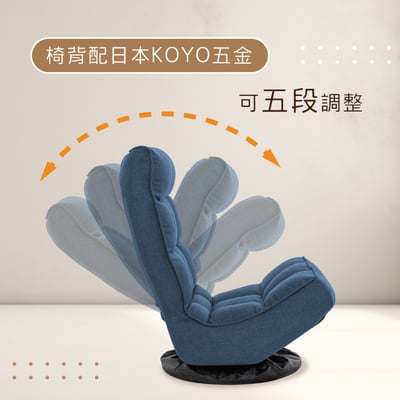 Yohei洋平格紋日規布面椅背5段KOYO旋轉和室椅-兩色可選7